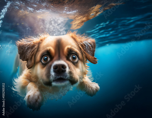 Kleiner Hund beim tauchen