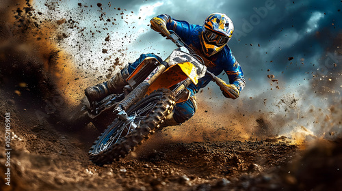 Motocross Rider in Action -...