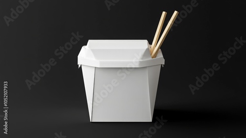 White Chinese takeaway box with chopsticks generative ai photo