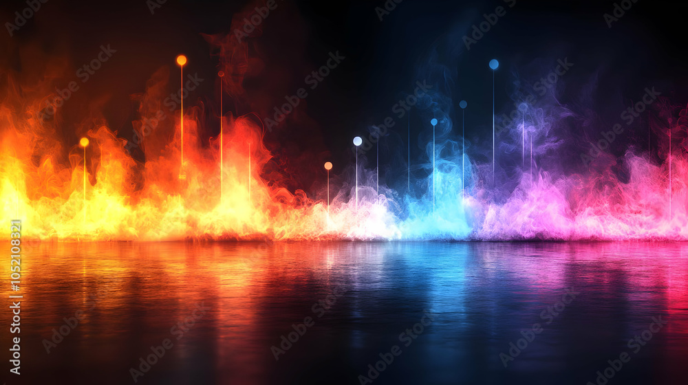Fototapeta premium Abstract Background with Colorful Smoke and Lights