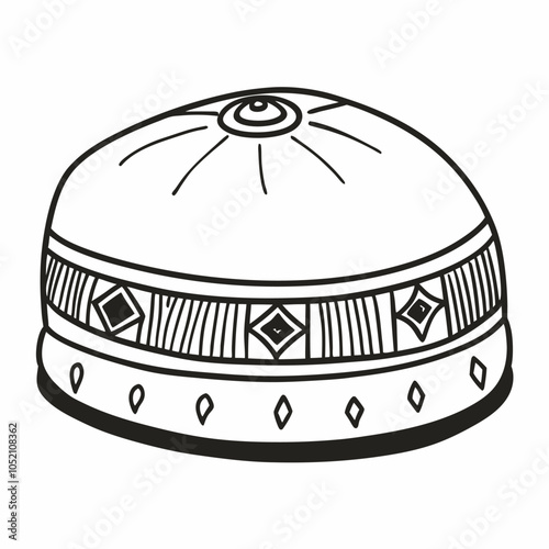 Traditional Nomadic Yurt Line Art Illustration for Cultural Heritage Designs