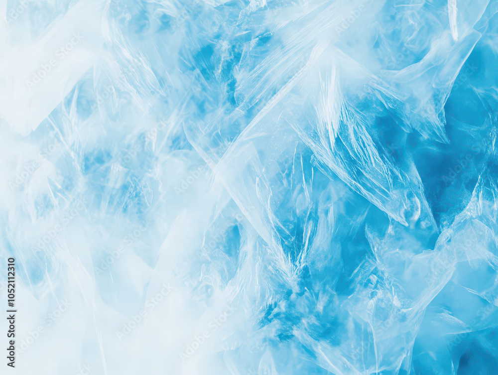 Fototapeta premium Abstract blue and white ice texture with intricate crystalline patterns.