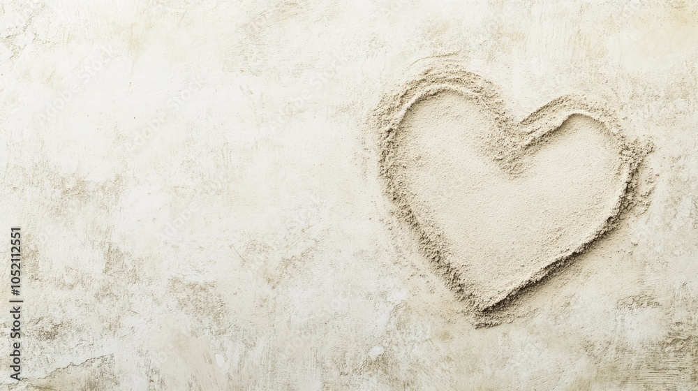 Heart symbol drawn in soft sand, concept for World Kindness Day with room for text on plain background Heart symbol drawn in soft sand, concept for World Kindness Day with room for text on plain background