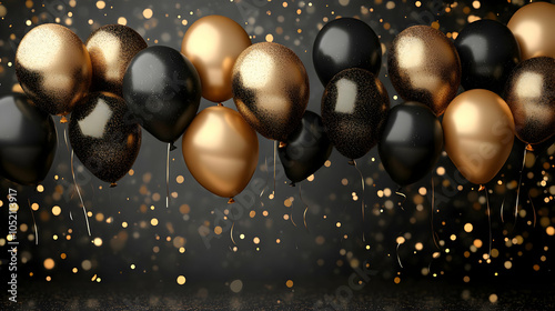 Golden and Black Balloons 3...