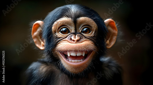 Smiling Chimpanzee Portrait...