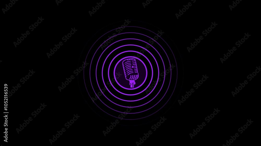 Microphone wave signal animation on white background Microphone wave signal animation on white background