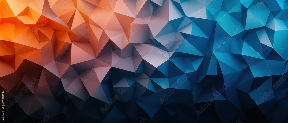 Obraz premium Colorful abstract polygon pattern with subtle gradients creates dynamic visual experience. interplay of warm and cool tones evokes sense of depth and movement