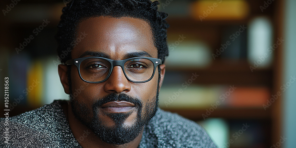 Portrait of an attractive dark-skinned man wearing glasses Portrait of an attractive dark-skinned man wearing glasses