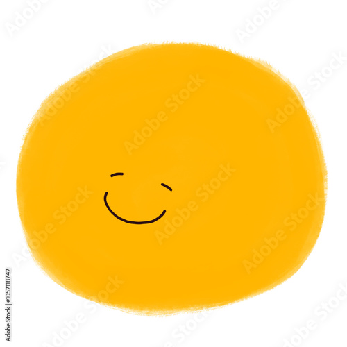 Minimalist Cute Yellow Smiley Face Vector – Soft Hand-drawn Happy Face for Posters, Stickers, and Kids' Design