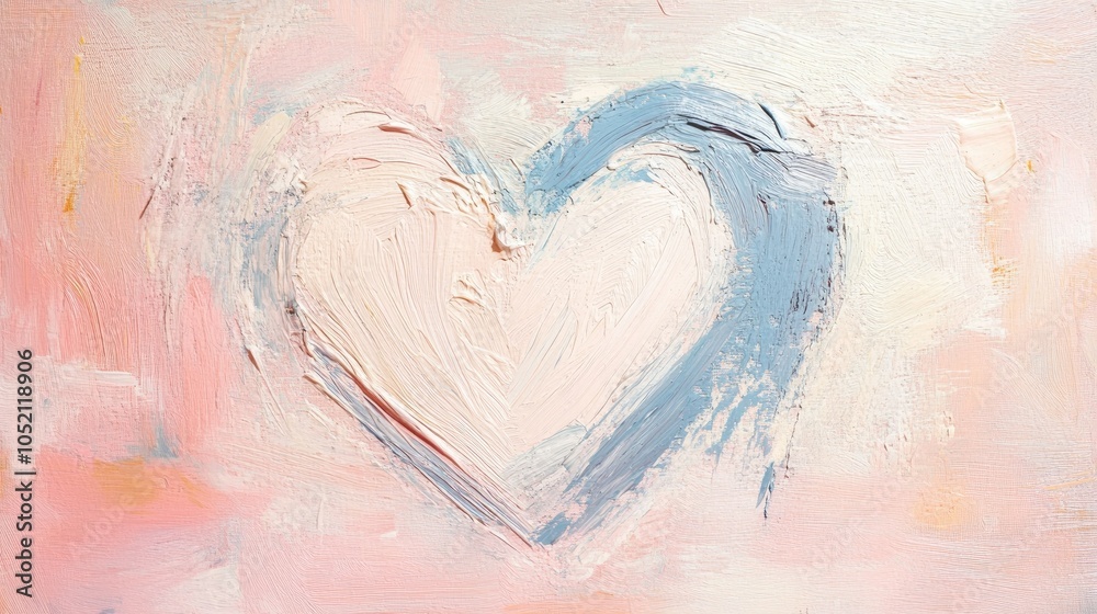 Fototapeta premium Symbolic heart in light brushstrokes on pastel background, minimal and soft, perfect for World Kindness Day