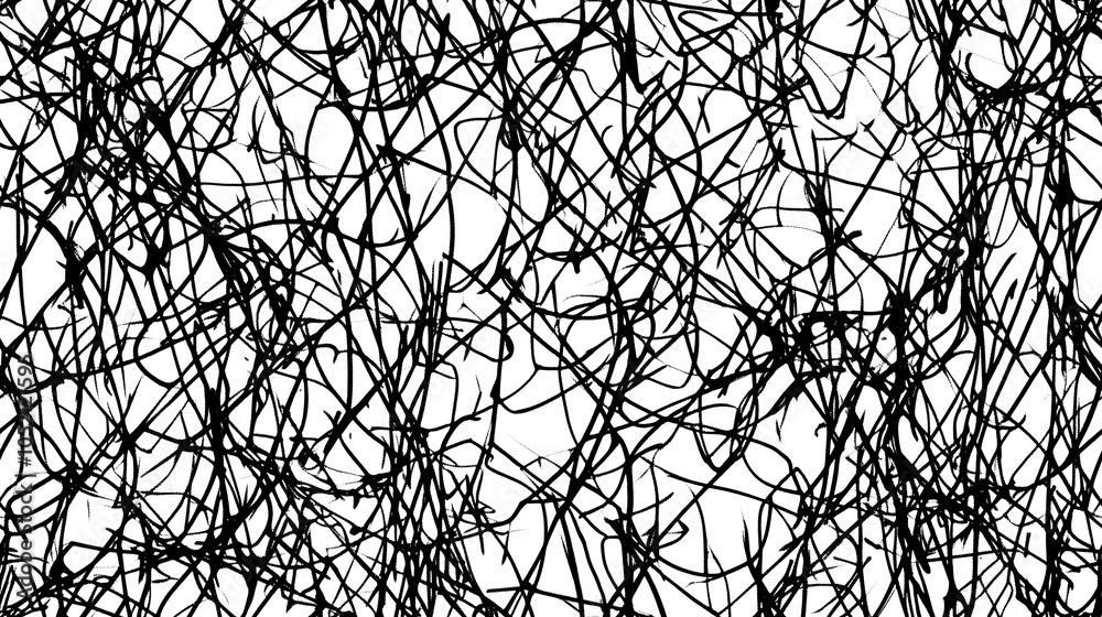 Black and white drawing of scribbles. Black and white drawing of scribbles.
