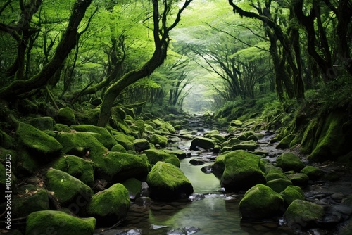 Spring green vegetation landscape.