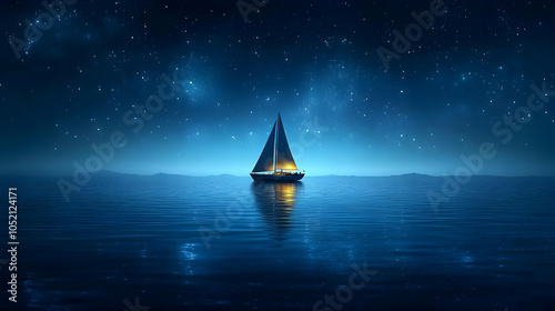 Sailboat Under Starry Night...