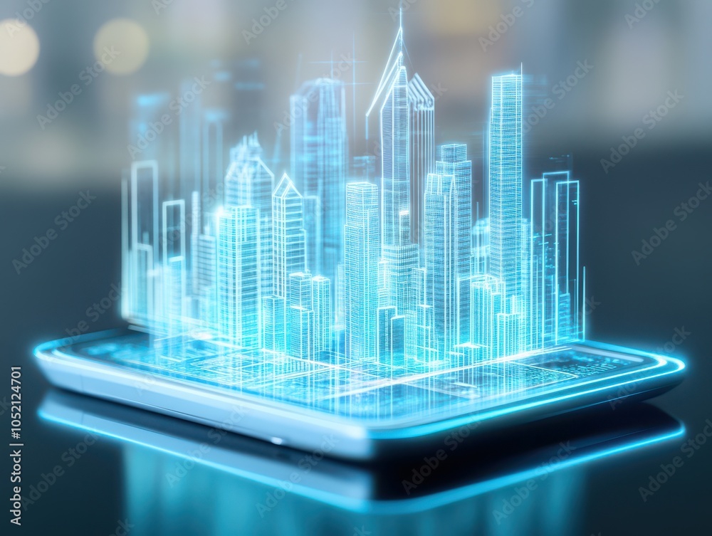 A futuristic digital cityscape emerges from a tablet, showcasing innovative architecture and advanced technology in urban design. A futuristic digital cityscape emerges from a tablet, showcasing innovative architecture and advanced technology in urban design.
