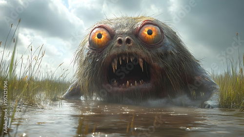 Furry Monster in Swamp Illu...