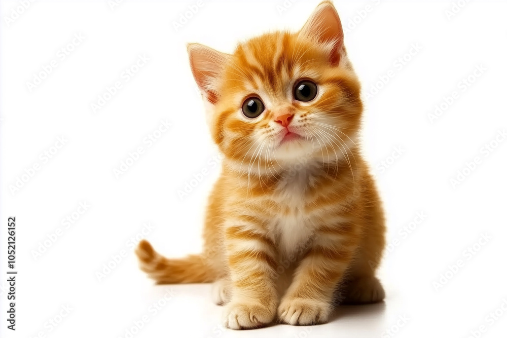 Obraz premium Adorable Kitten on White Background