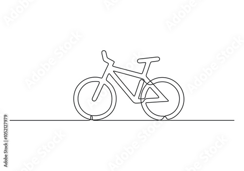 Continuous single drawing of classic bicycle outline vector illustration