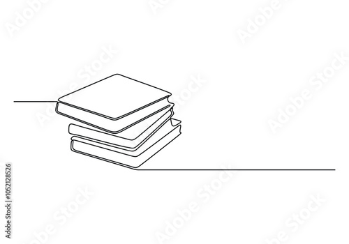 Continuous one line drawing of stack of books. Single line art books. Smart education concept vector illustration