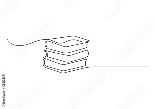 Continuous one line drawing of stack of books. Single line art books. Smart education concept vector illustration
