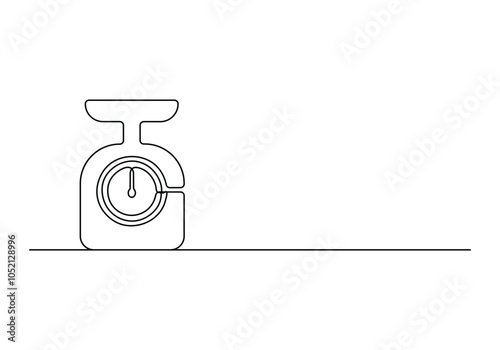 Continuous one line drawing of food scale. Vector illustration