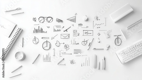 Bussiness strategic forecast concept. Whiteboard filled with 2025 strategy ideas, team discussion and planning photo