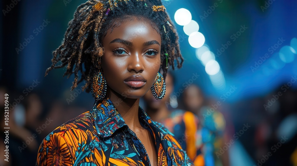 Fototapeta premium fashion models showcasing modern couture on the catwalk during a high-energy runway show, surrounded by an audience captivated by the latest trends in fashion design
