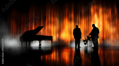 Silhouette of Two Musicians...