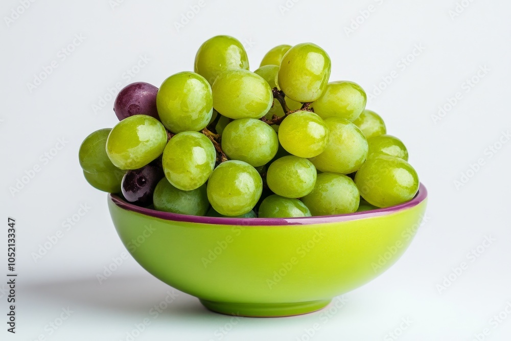 A soft watercolor painting of a bowl of grapes, with gentle purples and greens blending against a light background A soft watercolor painting of a bowl of grapes, with gentle purples and greens blending against a light background