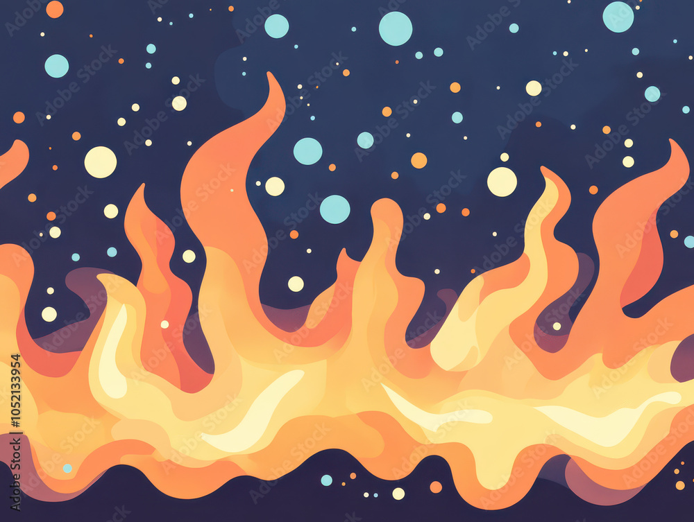 Vivid abstract flames rise against a starry night sky, creating a mesmerizing contrast. Vivid abstract flames rise against a starry night sky, creating a mesmerizing contrast.