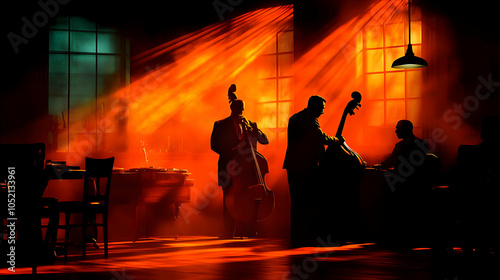 Jazz Band Silhouette with R...