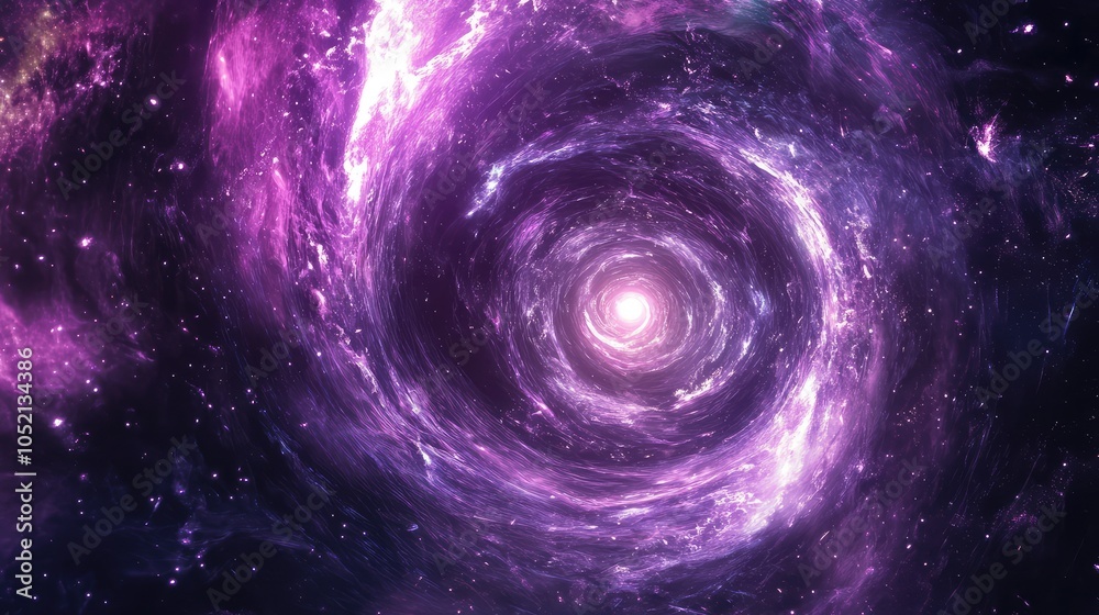 A distant galaxy in deep space, glowing with rich purples and violets, its spiral arms stretching out into the dark cosmic void A distant galaxy in deep space, glowing with rich purples and violets, its spiral arms stretching out into the dark cosmic void
