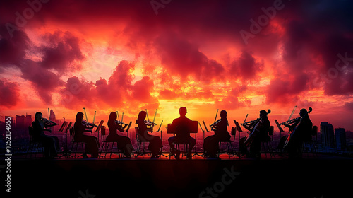 Silhouettes of Violinists P...