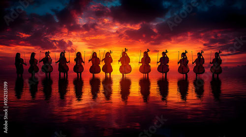 Cello Players Silhouette at...