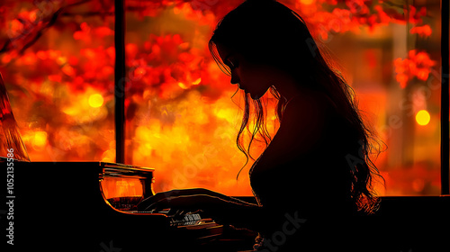 Silhouette of Woman Playing...