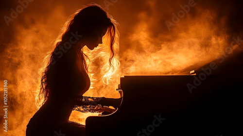 Silhouette of Woman Playing...