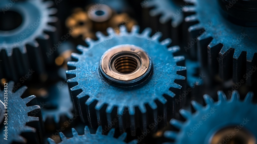 Gear mechanism interlocking smoothly representing synergy of different departments working together Gear mechanism interlocking smoothly representing synergy of different departments working together