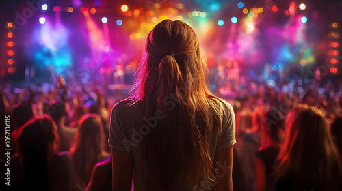 Woman in a Crowd at a Conce...