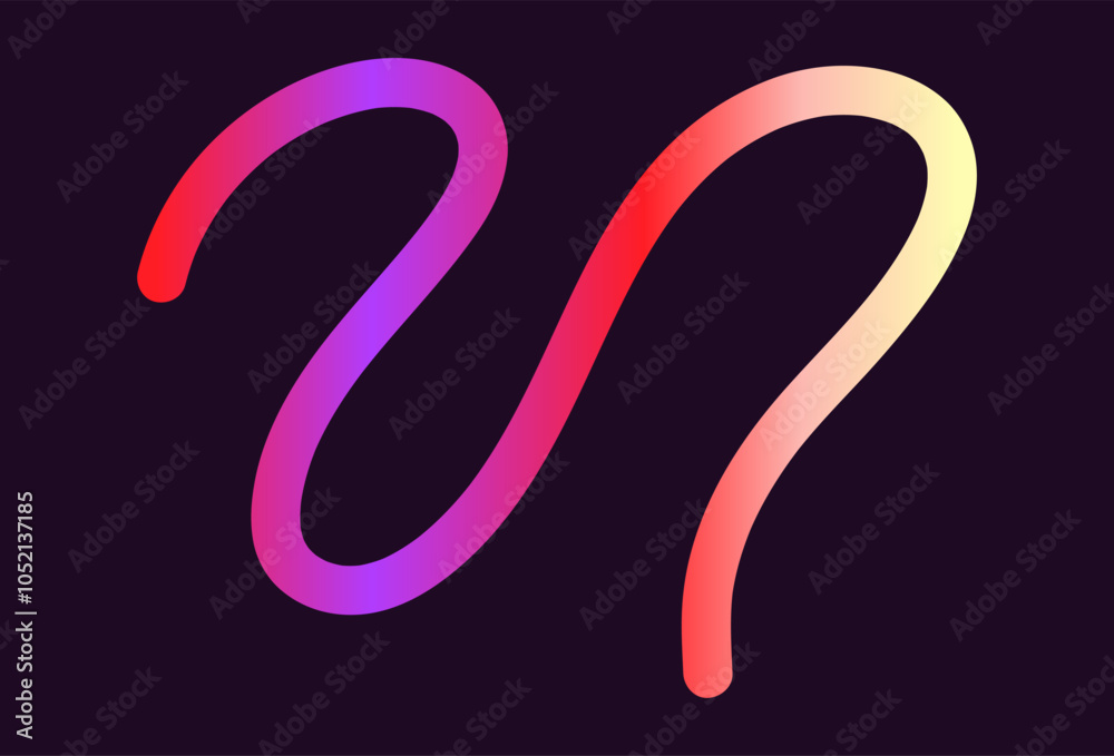 Obraz premium Neon Color Gradient squiggle lines. Scribble stripe with wavy elements. Abstract organic dynamic colorful Sshapes on dark background.