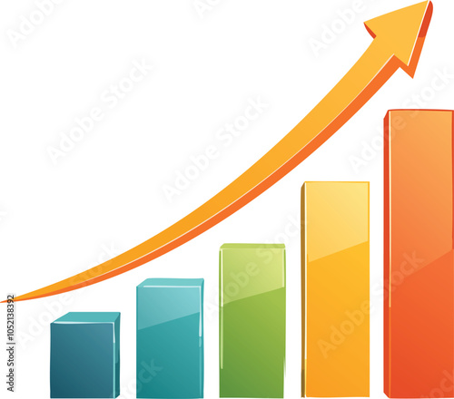 business chart graph with arrow financial business vector isolated