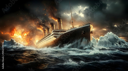 Ocean Liner in a Storm Illu...