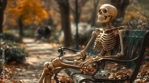 Skeleton Sitting on a Bench...