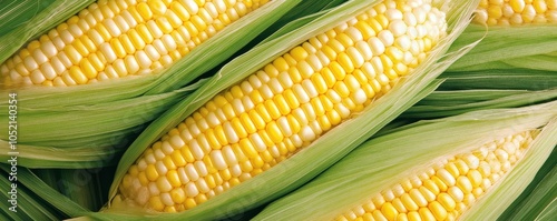 Fresh Corn on the Cob with Green Husks in Close-Up photo