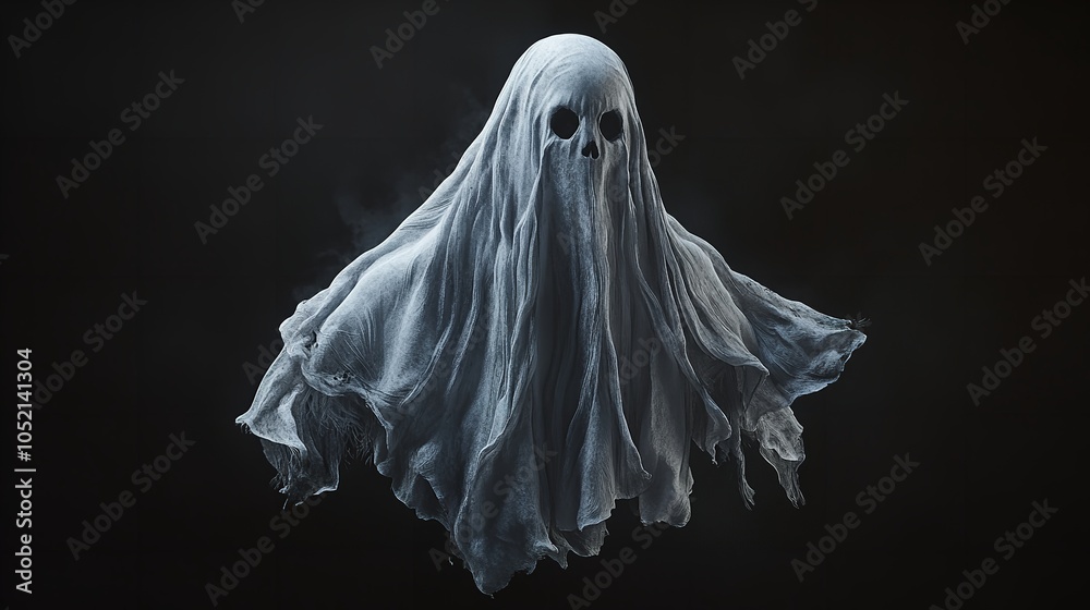 Arafed Ghost with a Black Background and White Smoke Billowing (Generative AI) Arafed Ghost with a Black Background and White Smoke Billowing (Generative AI)