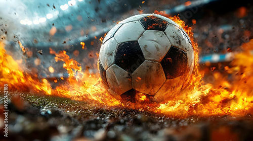 Soccer Ball In Flames Reali...