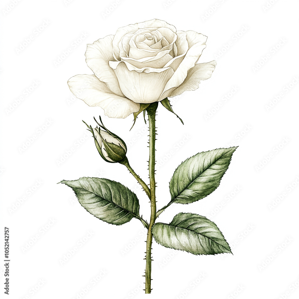 Obraz premium illustration of rose on the white background 