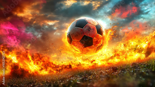 Fiery Soccer Ball Illustration