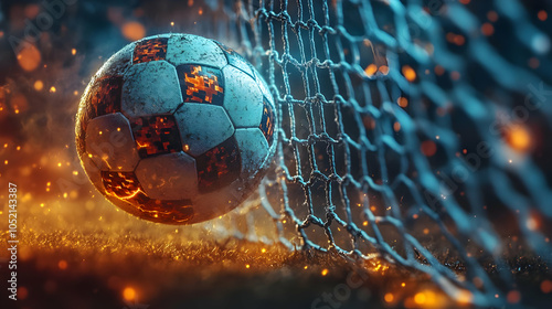 Soccer Ball in Net with Fir...