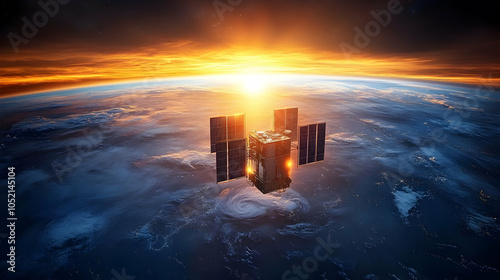Satellite Orbiting Earth Il...