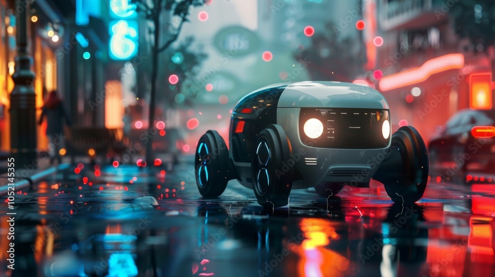 A delivery robot with a streamlined design glides down the sidewalk its 5Genabled sensors allowing it to navigate large crowds with ease. A delivery robot with a streamlined design glides down the sidewalk its 5Genabled sensors allowing it to navigate large crowds with ease.