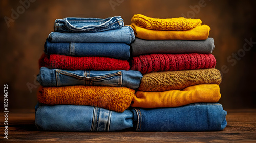 Stack of Folded Clothes wit...